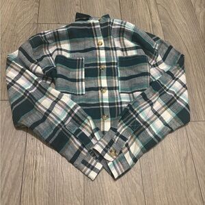 Women Plaid Button-Front Flannel Green Multi